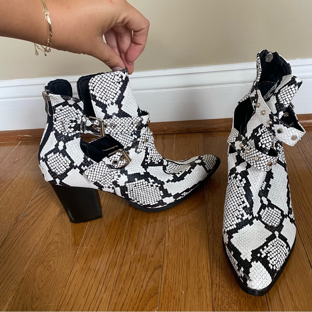 Snakeskin booties